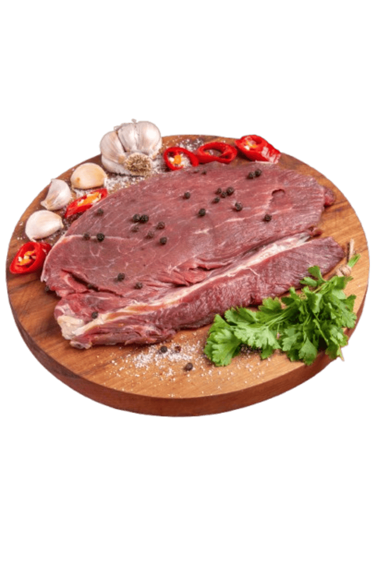 vertical view red meat wooden tray garlic green lemon onion fork knife dark background removebg preview 2 1
